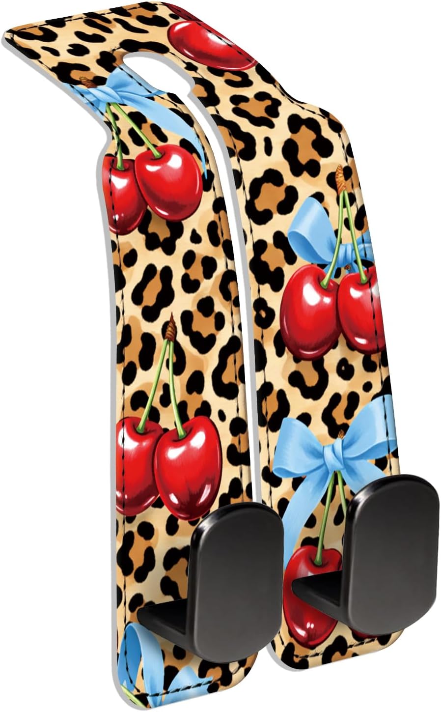 Car Seat Back Storage Hook, Funny Car Purse Hook, Cute Vehicle Storage Organizer for Purses Handbags Cute Leopard Bowtie Cherry