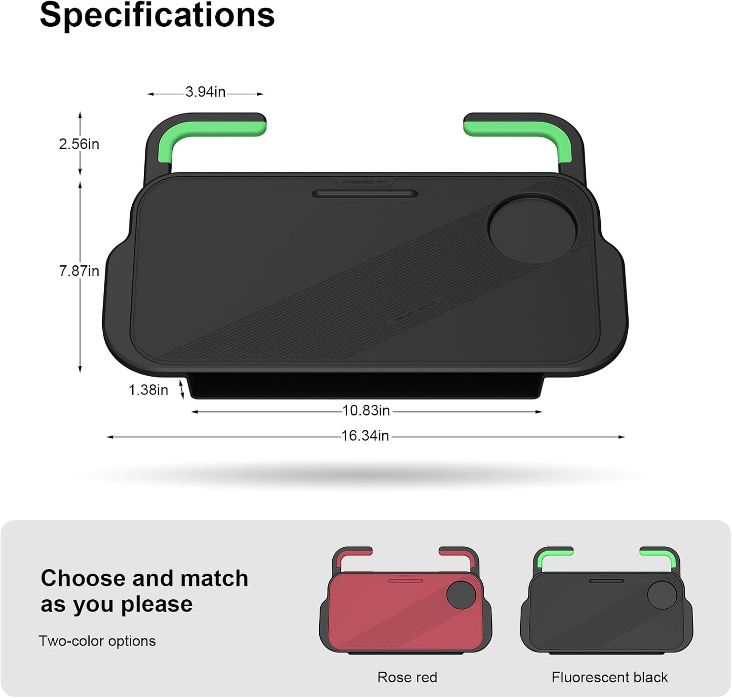 2-in-1 Car Steering Wheel Desk Tray & Car Seat Gap Filler Organizer – Silicone Look Table for Laptop, Eating Food, Writing – Work Road Trip Essentials Accessories (Black)