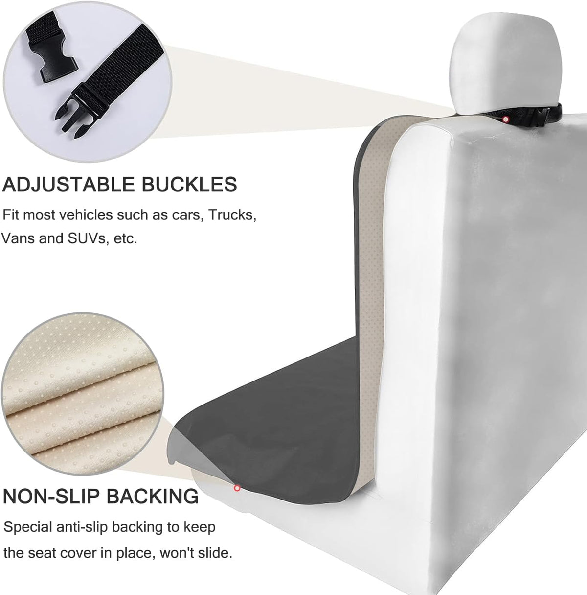 Waterproof Backseat Cover for Car Trucks Van SUV Jeep, Rear Bench Towel Seat Covers, Car Seat Protector for Gym Swimming, Universal Fits for Truck Van and SUV (Bench Grey)