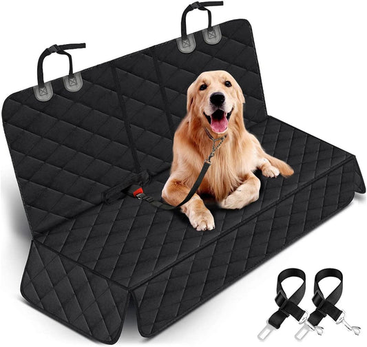 Yuntec Dog Car Seat Cover, Back Seat Cover for Dogs Pet Car Seat Protector Waterproof Rear Seat Cover Durable Car Seat Cover, fits Middle Armrest for Most Cars SUVs Trucks (53” Width)- Black