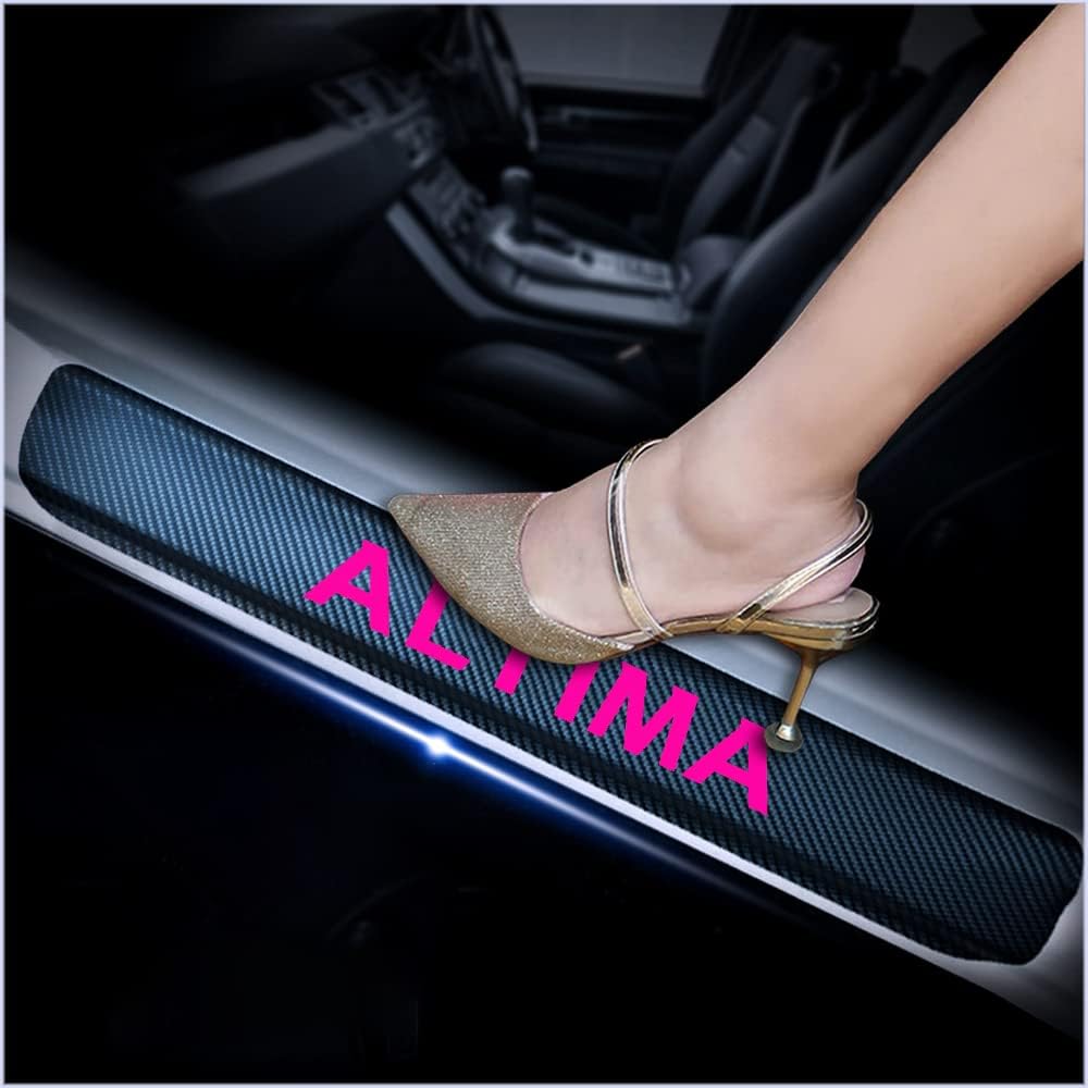 4Pcs Car Door Sill Protector for Nissan Altima, Carbon Fiber Anti-Scratch Guard for Nissan Altima Accessories - Self-Adhesive Car Door & Sill Protector -White