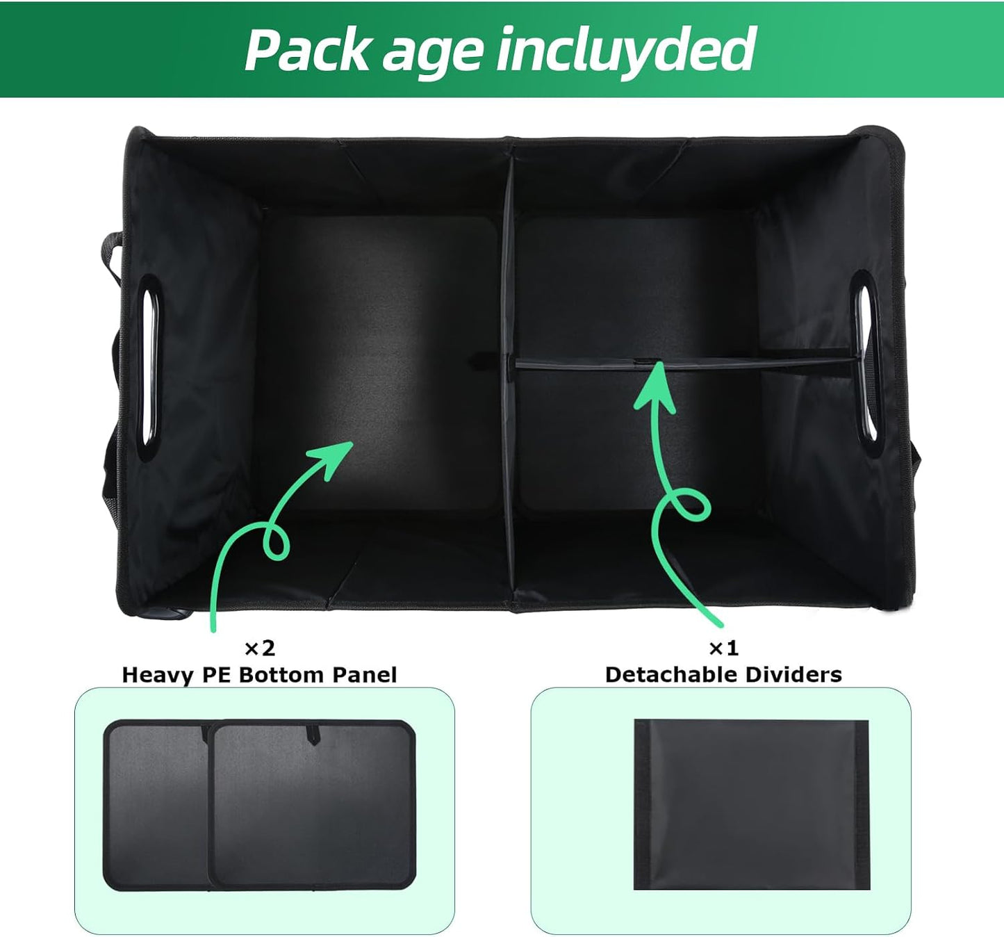 AOPHY Car Trunk Organizer, 75L Large Capacity Waterproof Auto Storage with Non-Slip Bottom Strips, Collapsible Cargo Organizer for Suv, Truck, Sedan, Portable Car Accessories for Women Men(Grey)