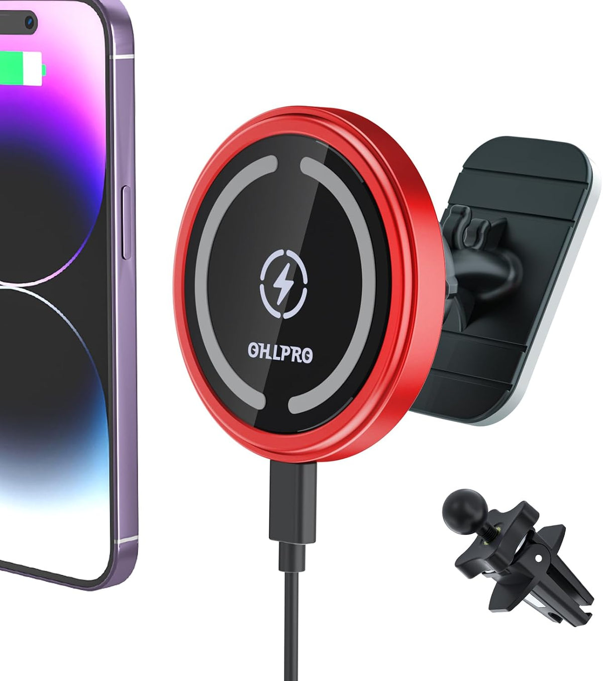 OHLPRO for MagSafe Car Mount Charger iPhone 15W Wireless Car Charger