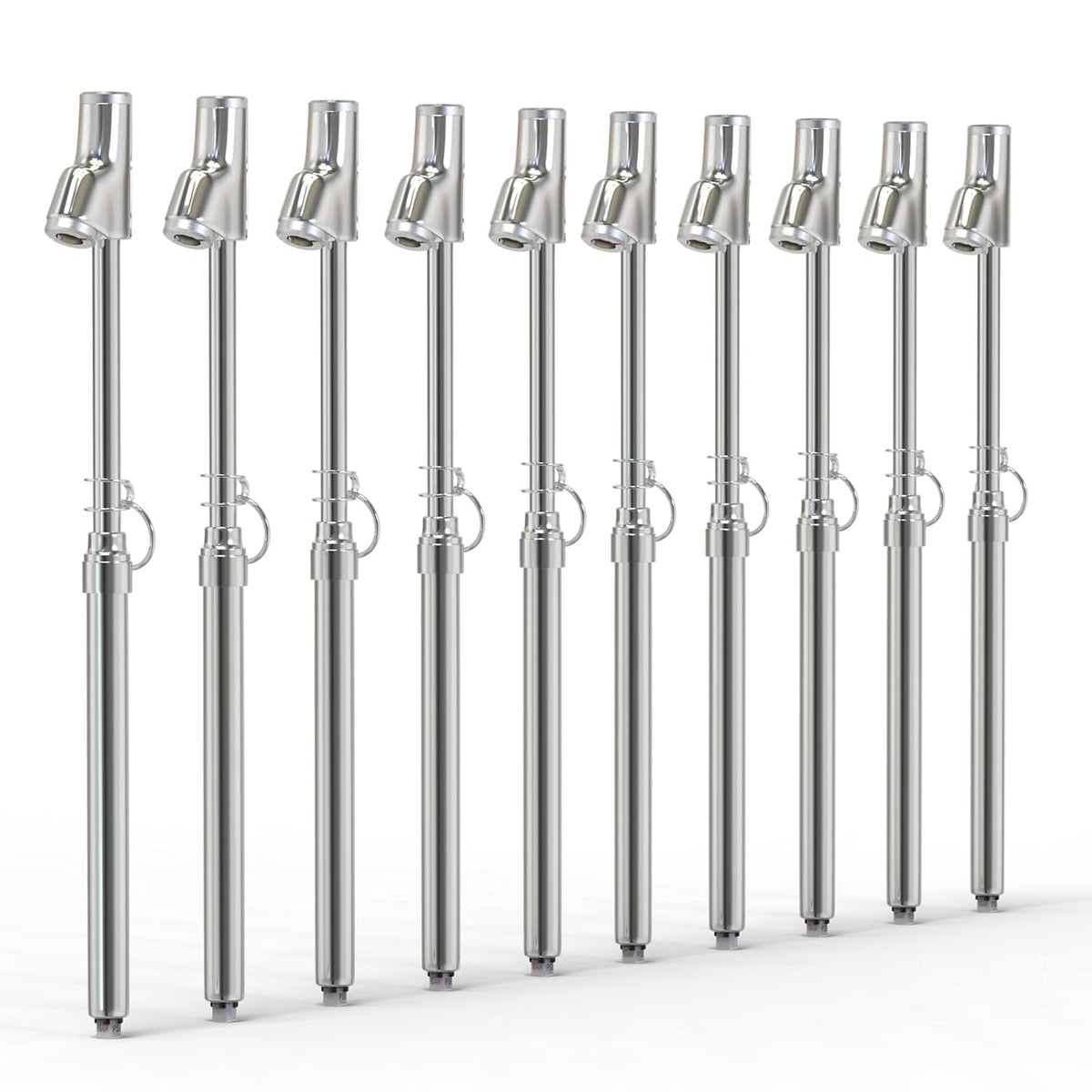 MEANLIN MEASURE Silver Double Straight Type Tire Pressure Gauge，Dual Head Air Pressure Gauge 10Pcs，Pressure Range 10-150 Psi(Suitable for Trucks, etc.