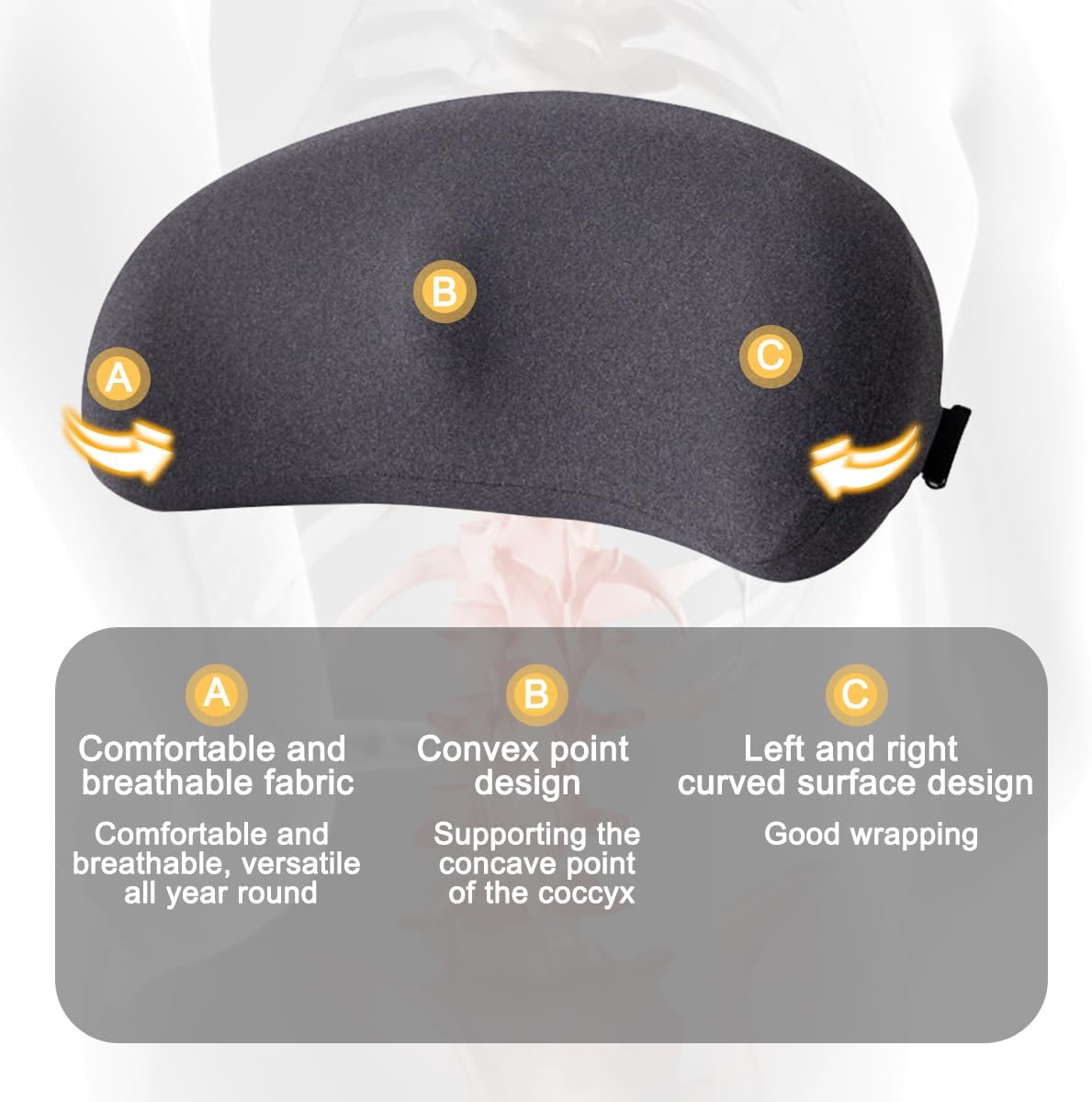 Mandark Car Seat Cushion, Memory Foam Vehicle Driver Seat Pad for Back & Sciatica Pain Relief, Comfortable Lumbar pillow for Driving, Office Chair, Wheelchair, Universal for SUV, Truck, RV (Dark Gray)
