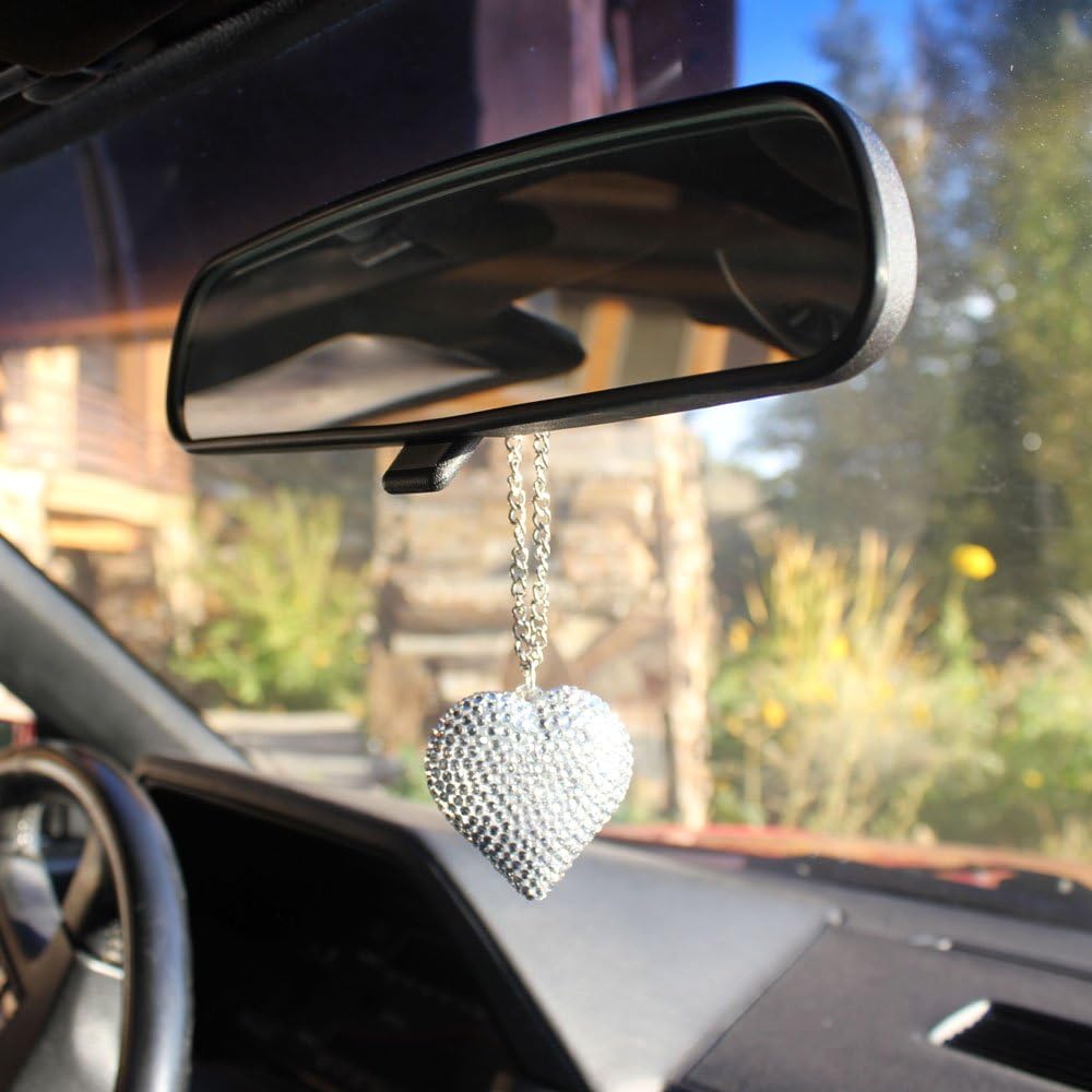 CarLashes 1201HE Clear Rear View Mirror Pendant Heart