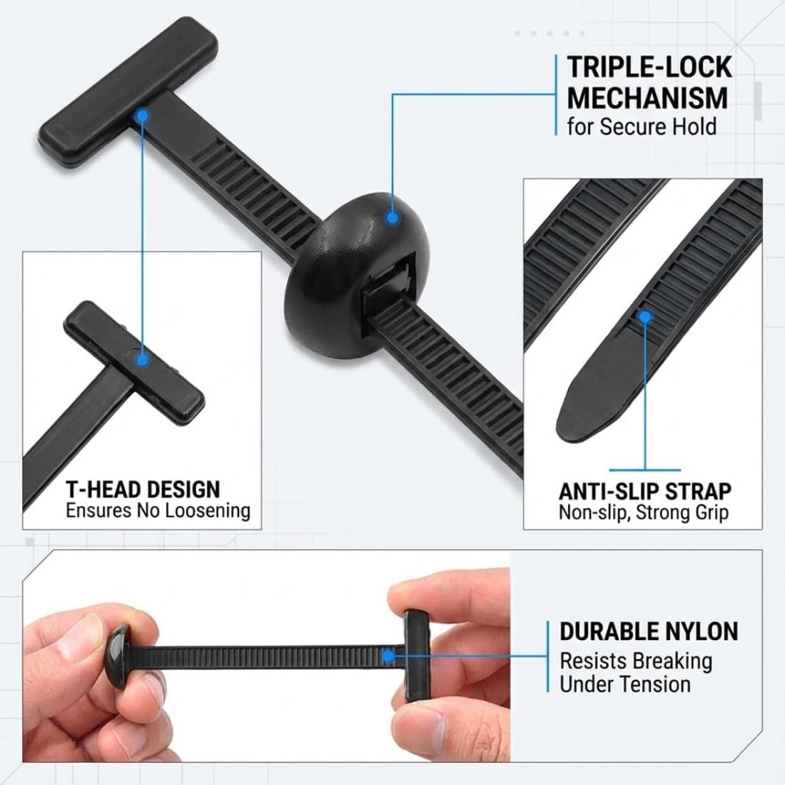 Heavy Duty UV-Resistant Nylon Universal Cable Tie Buckle, Self-Locking Automotive Snap T Zip Ties for Auto Car Fenders & Repairs, Multi-Purpose Quick-Fix Fasteners (120 Pcs Kit (with Pliers & Box))