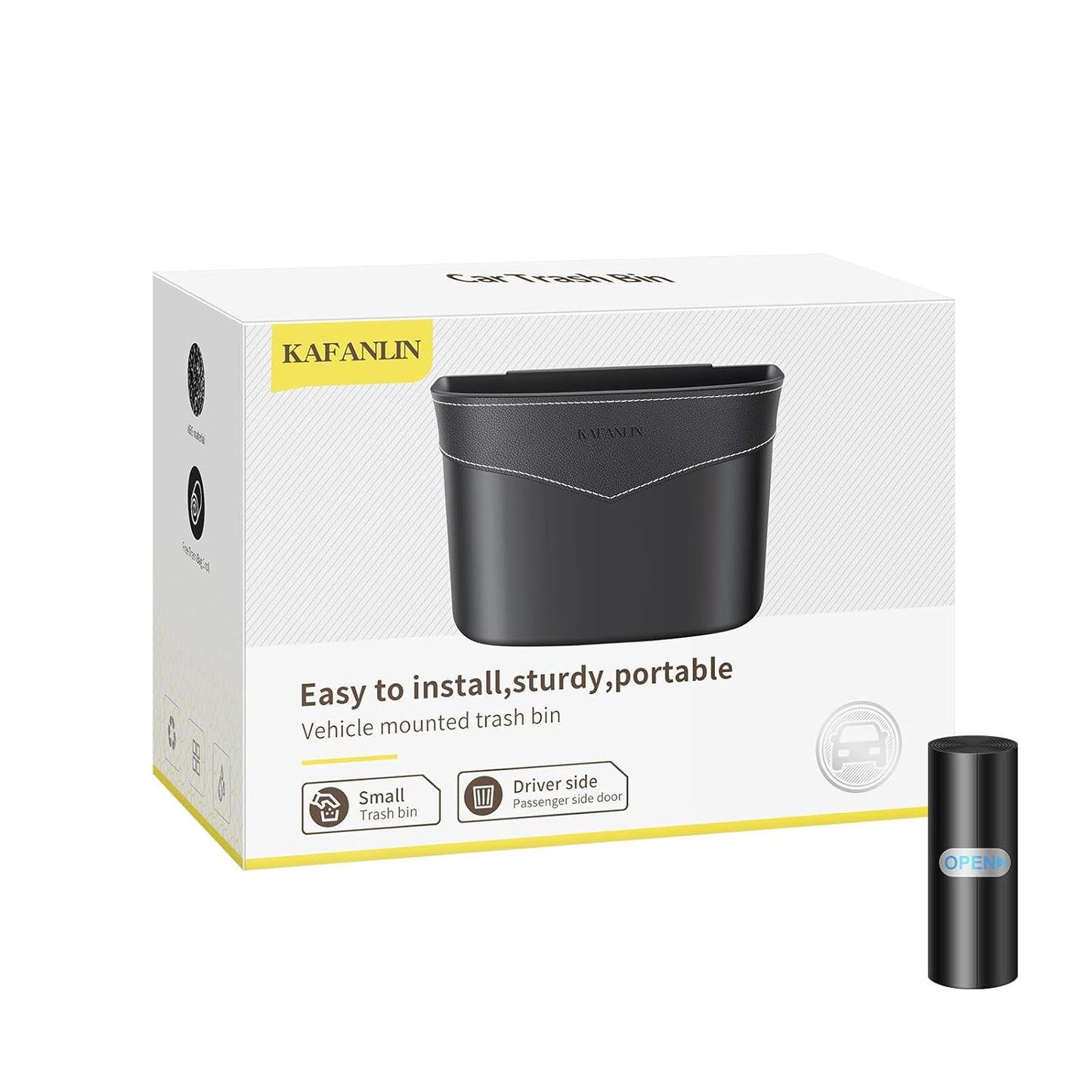 Car Trash Can Mini Trash Bin Garbage Organizer with Plastic Trash Bag Automotive Small Garbage Bin for Home Office Auto Vehicle Car Door Front Back Seat Storage Accessories (hook trash can)