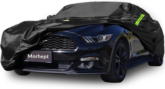 Car Cover Custom Fit for Ford Mustang 2005-2026, Waterproof All Weather GT Cover Outdoor Dustproof Shelby Coupe Cover with Door Zipper Black