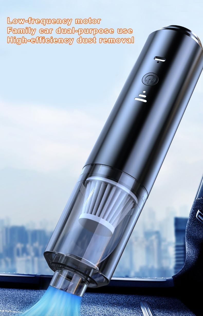 Car Vacuum Cleaner Dust-Catcher with Suction Mouth Brush and Blow Mouth Low Noise Dry and Wet Use Type-C Charging Strong Suction Cordless Vacuum Sweeper for Home and Auto Interior