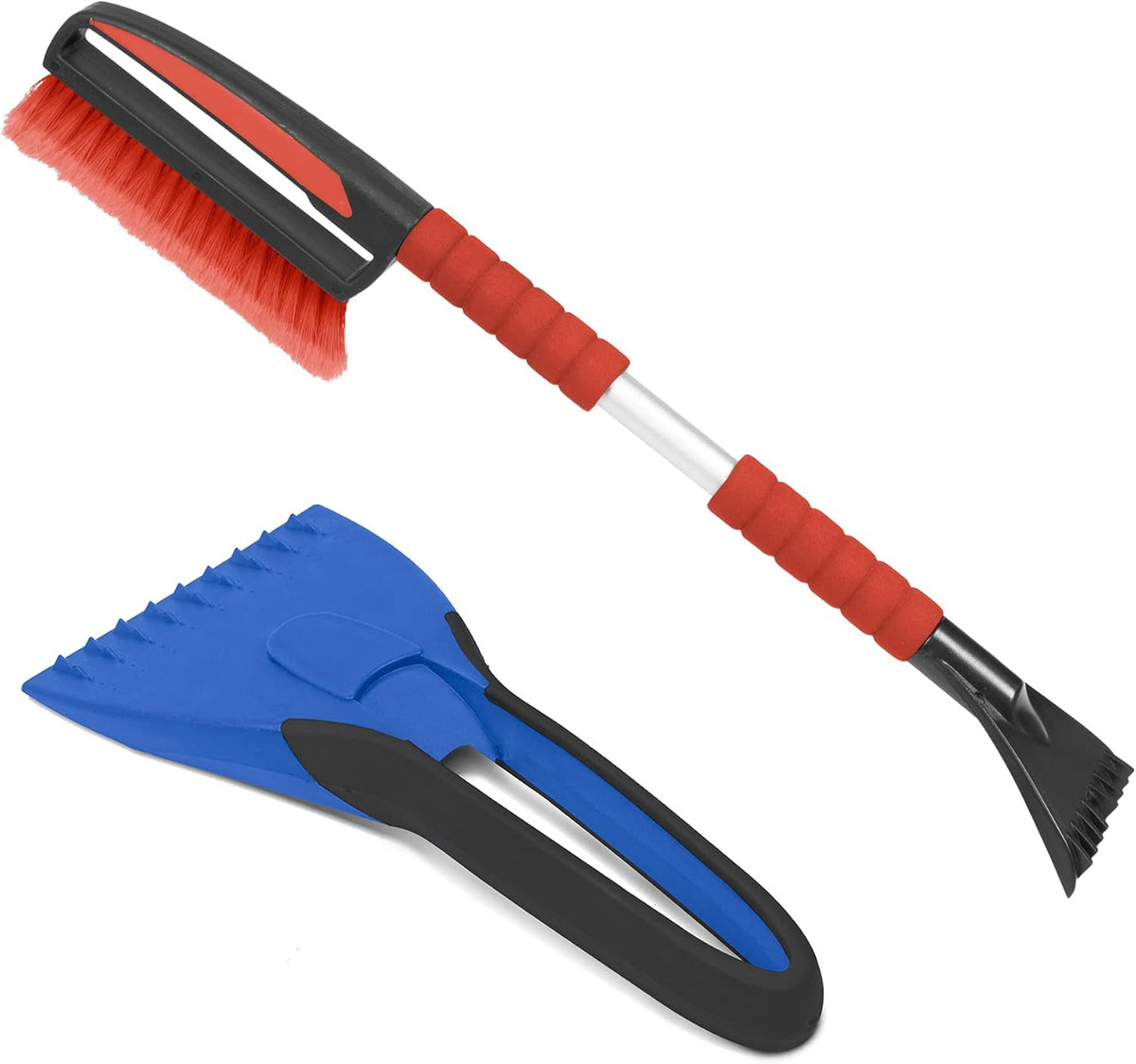BDK Motor Trend Ice Scraper/Frost Remover for Car and Truck Windshields/Mirrors, Winter Storm Survival Kits (Ice Scraper + Snow Brush)