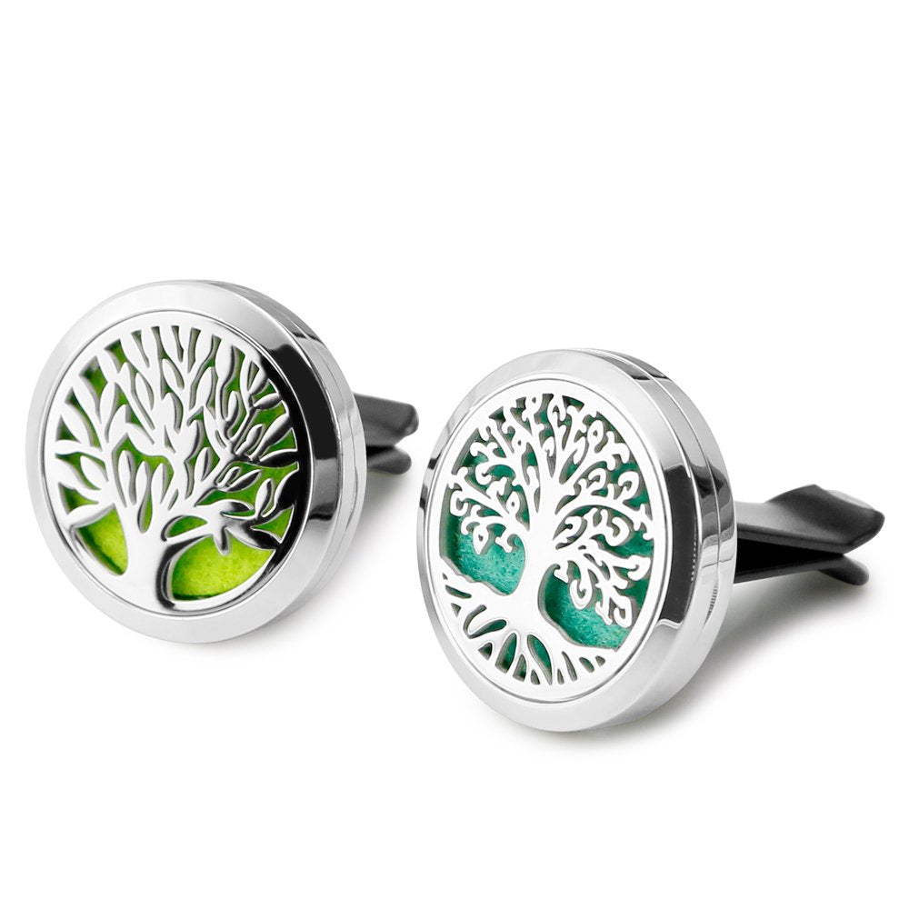 RoyAroma Car Air Freshener, 2PCS 30mm Car Aromatherapy Essential Oil Diffuser Stainless Steel Cars Diffuser with Vent Clip 12 Felt Pads