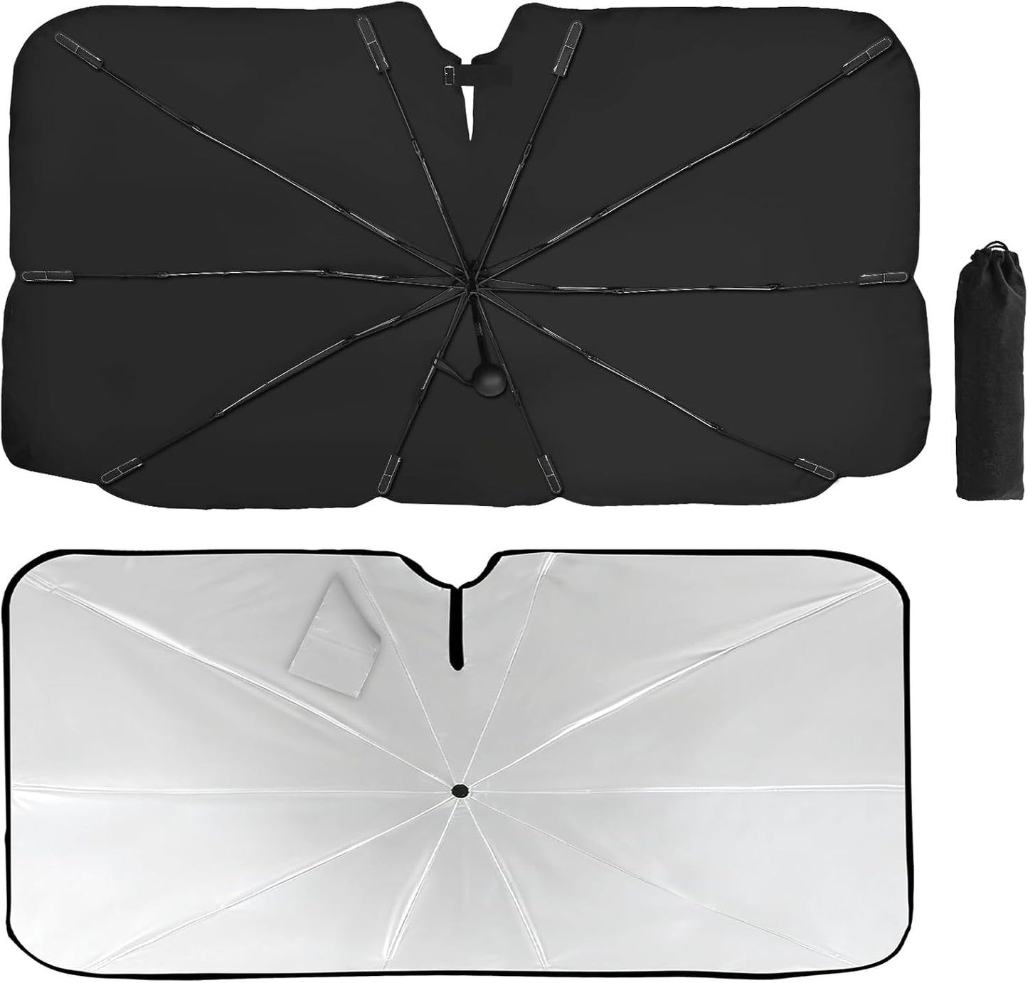Windshield Sun Shade Umbrella - Protect Car from Sun Rays & Heat Damage Keep Cool & Protect Interior (56" L x 31" W)