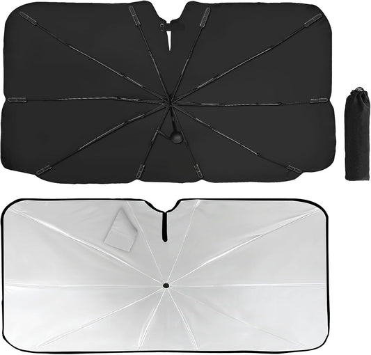 Windshield Sun Shade Umbrella - Protect Car from Sun Rays & Heat Damage Keep Cool & Protect Interior (56" L x 31" W)