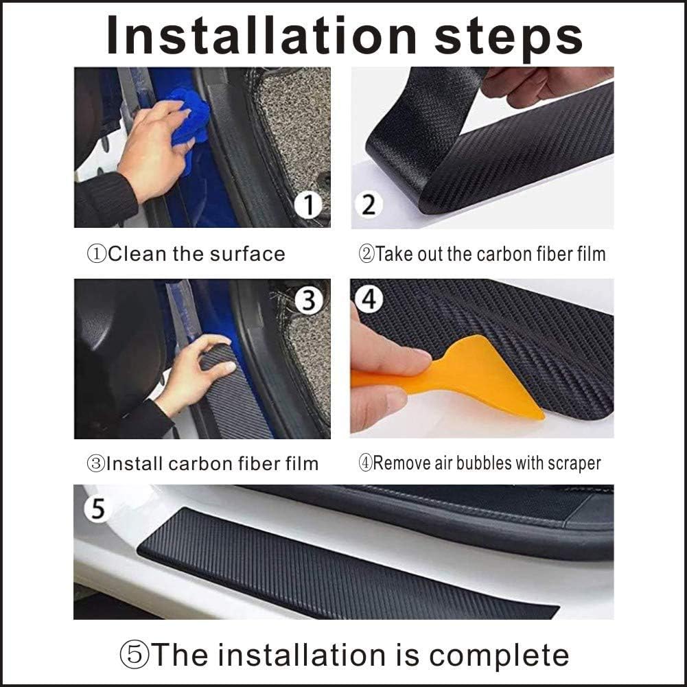 MAXDOOL 4Pcs for Car Door Sill Protector Reflective 4D Carbon Fiber Sticker Decoration Door Entry Guard Door Sill Scuff Plate Stickers Accessories for Rogue (Red)