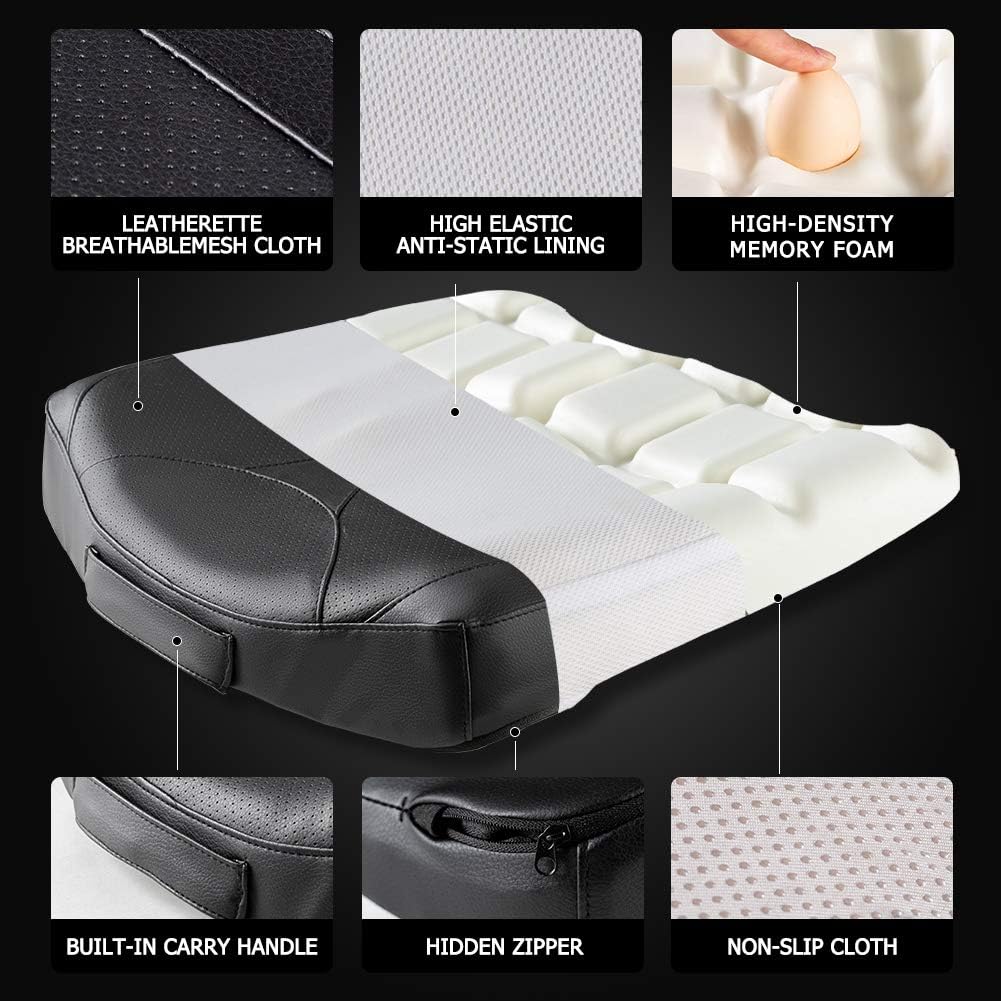 Car Memory Foam Heightening Seat Cushion for Short People Driving.