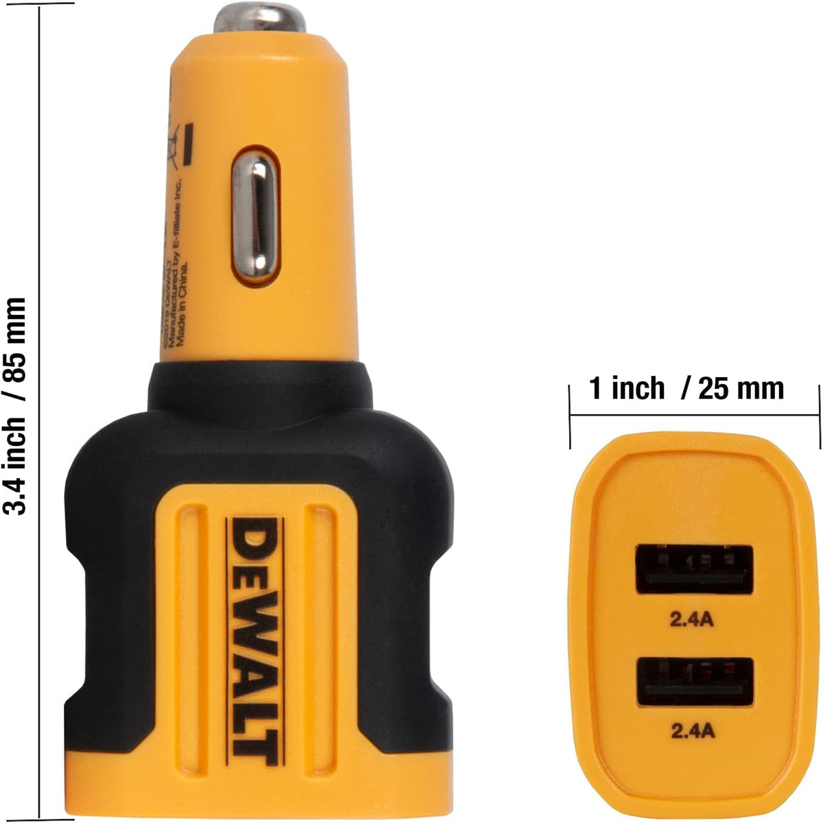 DEWALT Heavy Duty USB Car Charger Adapter, 24W, Cigarette Lighter Adapter
