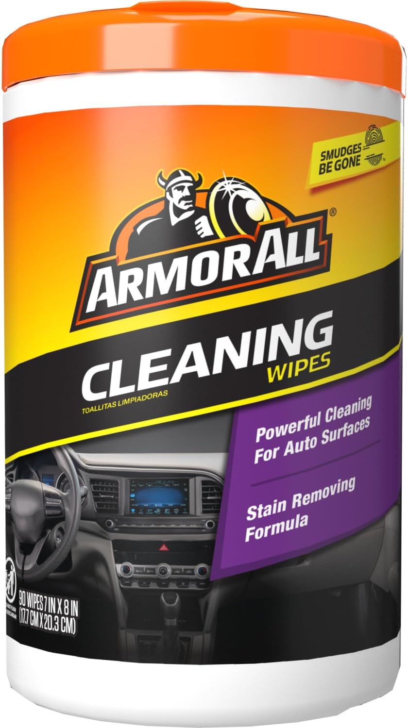 Armor All Car Cleaning Wipes, 90 Count Canister, Car Wipes | Lint-free car dashboard cleaner for dashboards, vinyl, clear plastics, carpet and fabric; not for glass or leather