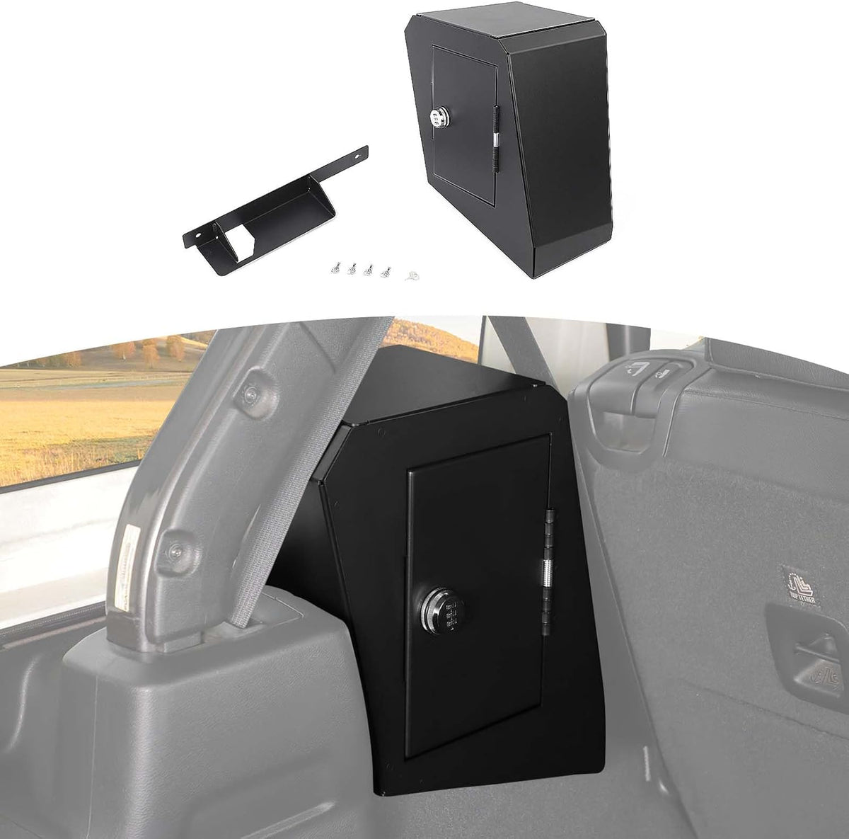 for 2024+ Jeep JLU Left Side Trunk Safe Box with Security Lock for Jeep Wrangler JLU 2024-Present 4DR Black Metal Storage Accessories