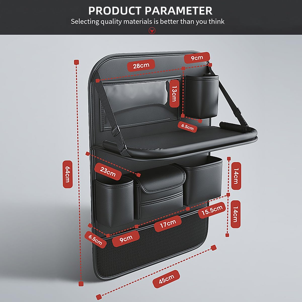 Popular Items Rear Seat Organizer, Premium Waterproof PU Leather Car Seat Back Pocket with Stain Proof iPad Storage, Black