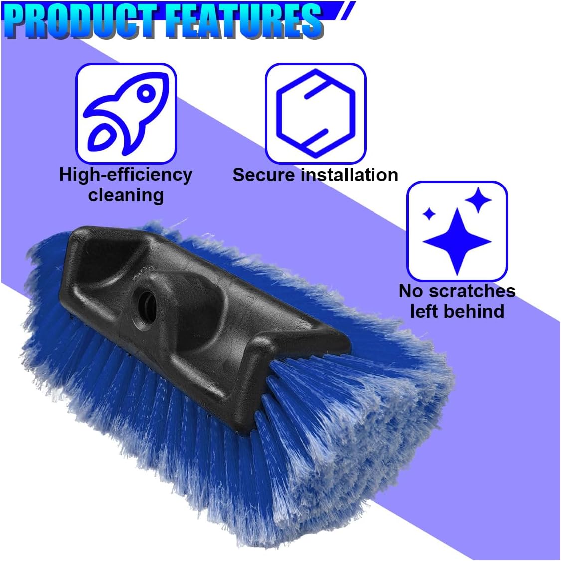 11" Car Wash Brush Head, Soft Bristle Auto Cleaning Brush (Blue)