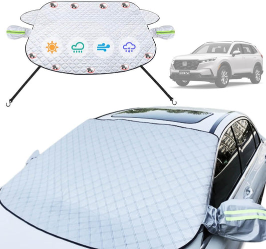 Windshield Snow Cover Compatible with Honda CRV SUV 2024-2017 Custom Fit LX EX EX-L Upgraded Custom Fit Magnetic Windproof Sunshade Cover 4-Layer Protection Ice, UV,Frost Wiper & Mirror Covers