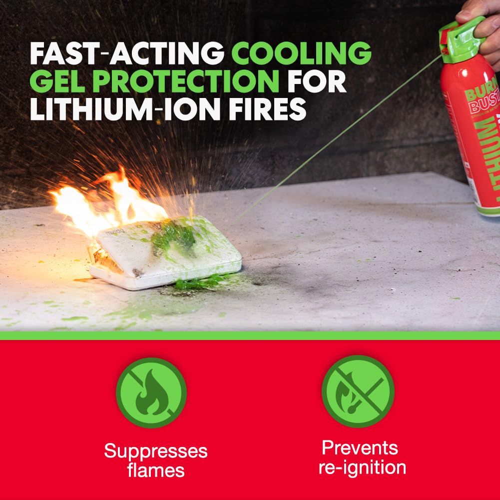 Lithium-Ion Fire Extinguishing Gel 1-Pack - Battery Fire Suppression Gel for Electronics, Stops Thermal Runaway, Non-Toxic, Eco-Friendly, 14oz Canister, Made in USA
