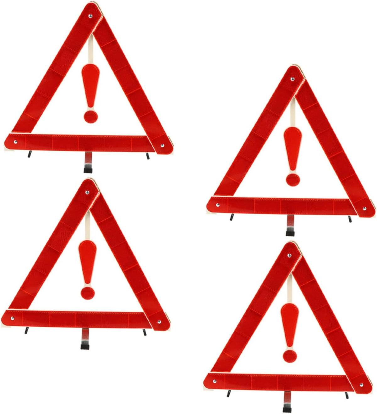 4pcs Triangle Warning Sign Kit Car Safety Reflective Tripod Easy to Store for Roadside Assistance Suitable for Trucks Trailers and Road Construction