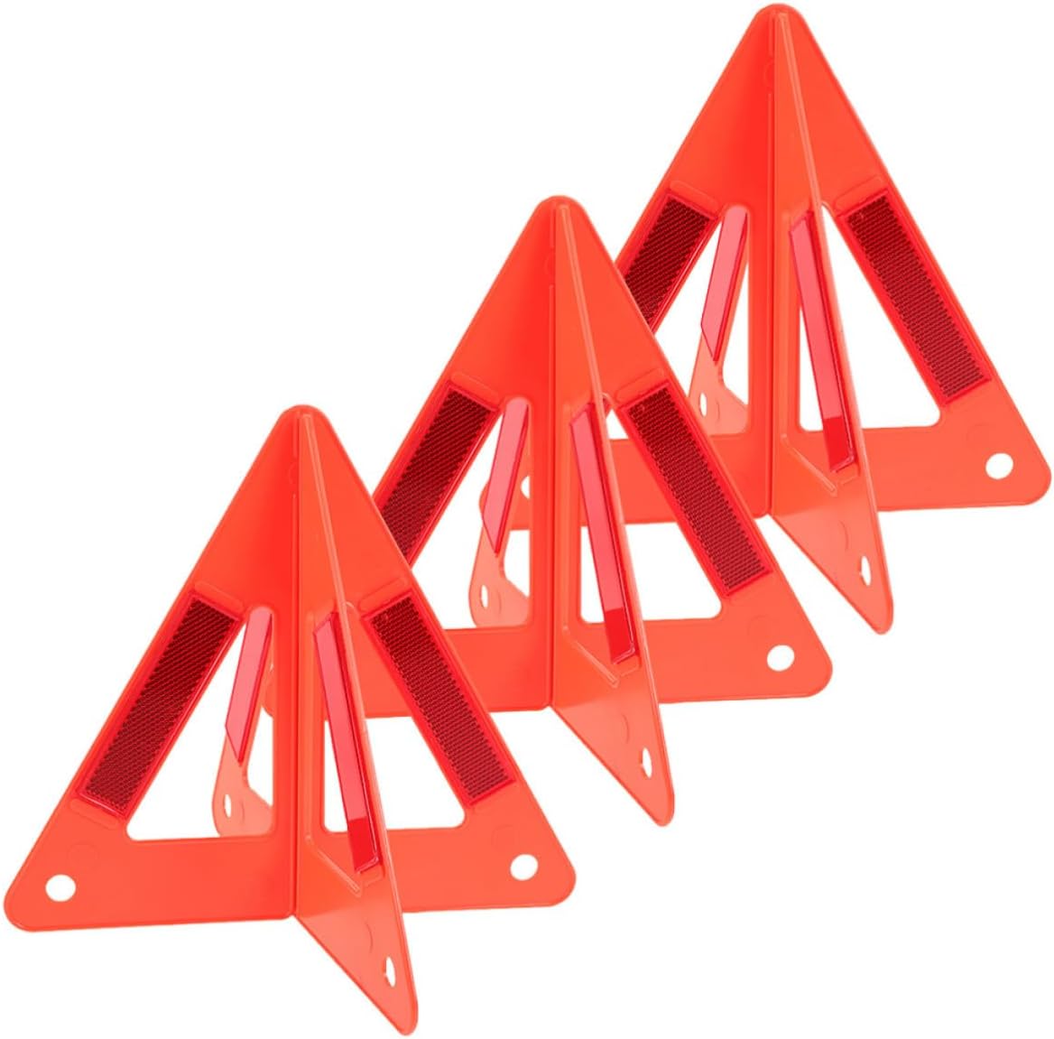 3pcs Foldable Triangle Warning Sign Reflective Red