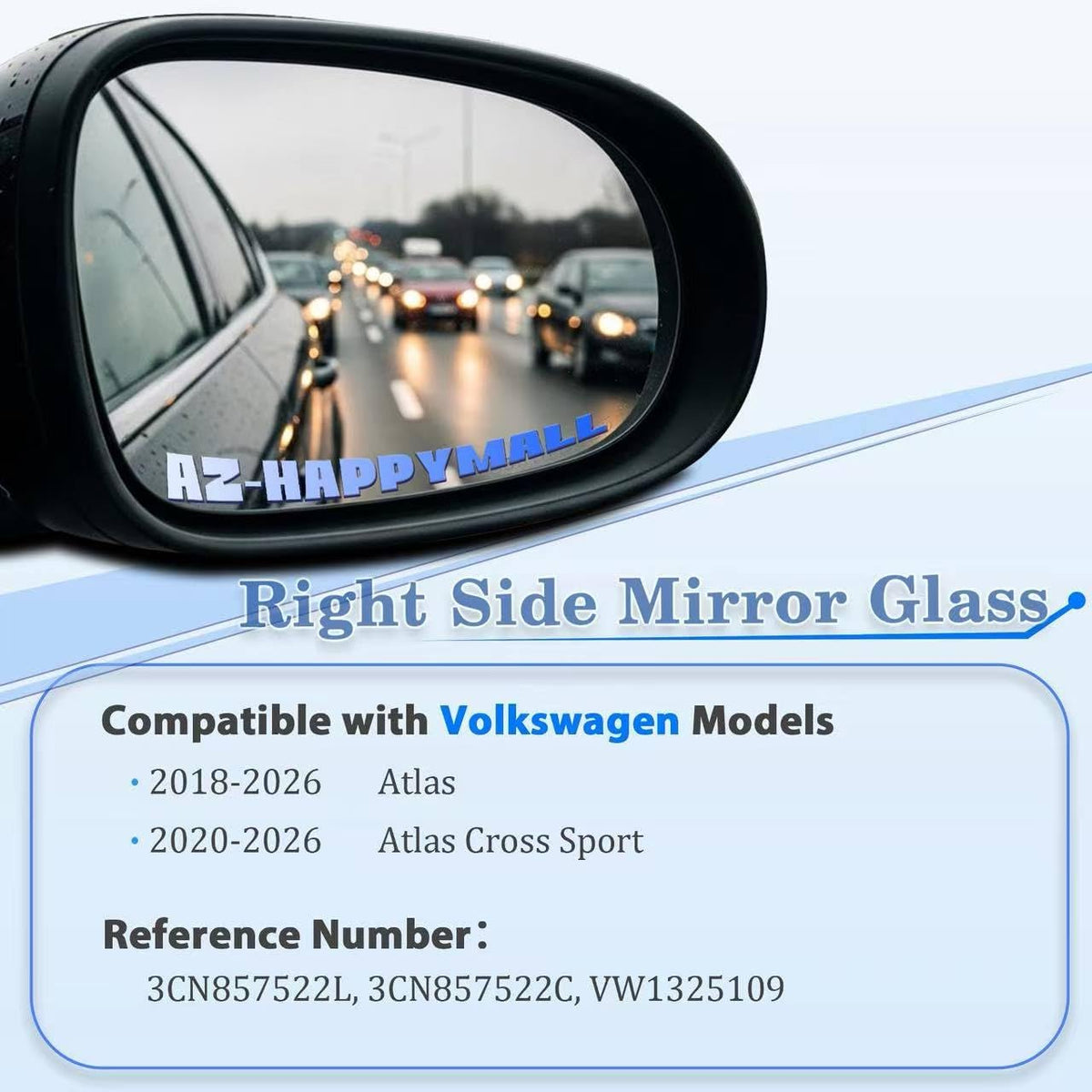 Passenger Right Side Mirror Glass, Fit for 2018-2026 Atlas