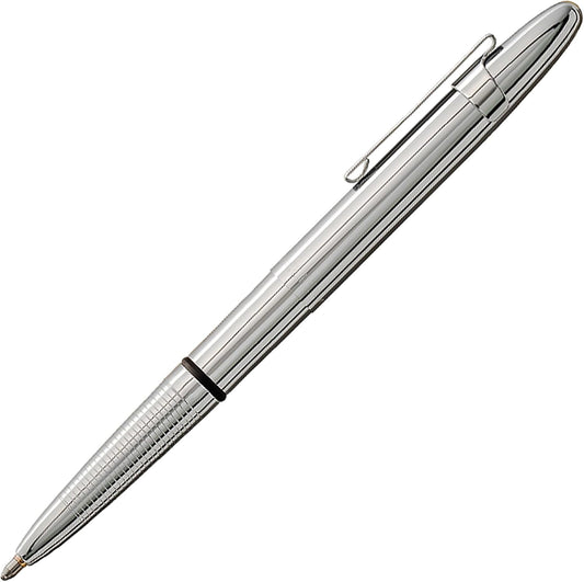 Fisher Space Pen Chrome Bullet Pen, Pressurized Ballpoint Pen, Compact Size, Writes Upside Down and in Extreme Temperatures, Smooth Black Ink, Medium Point, Pocket Clip, Gift Box, Made in USA
