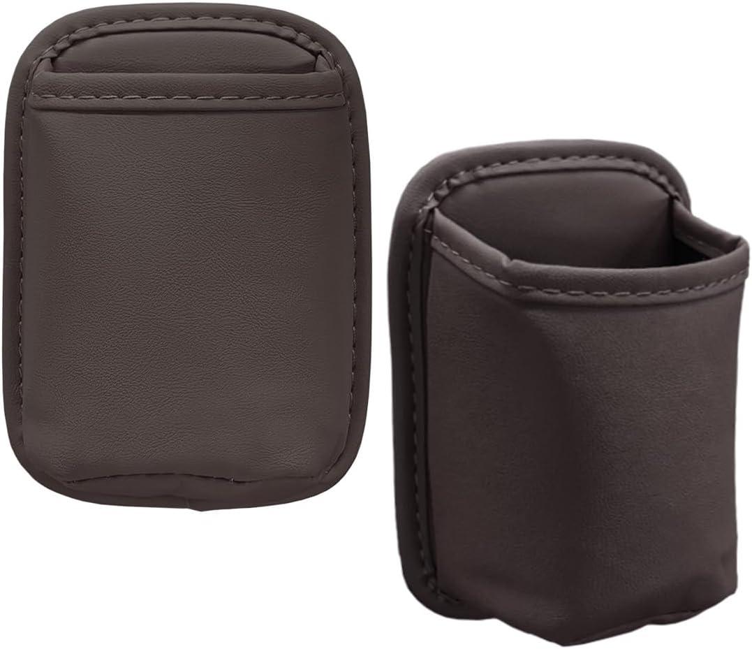 2PCS Large Cup Holder for Car Door - Clip On Vehicle Hanging Water Bottle Drink Holder Car Back Seat Pocket - Scratch-Resistant PU Leather Beverage Storage Organizer for Cars Trucks (Black)