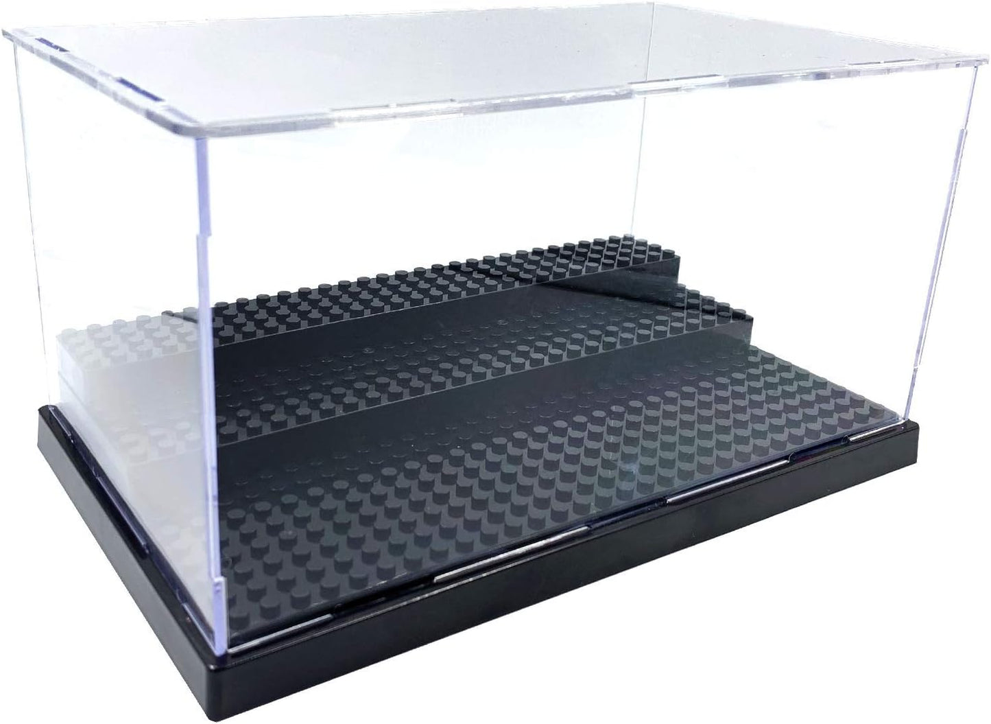 Minifigure Display Case for LEGO, 3-Tier Acrylic Dustproof, Black | Acrylic, Dustproof, 3 Removable Tiered Steps, Holds 35 Minifigures, Stackable, Desk Display, Gift for Collectors, Black