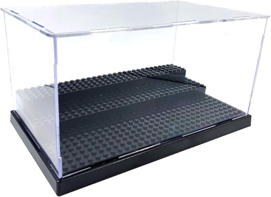 Minifigure Display Case for LEGO, 3-Tier Acrylic Dustproof, Black | Acrylic, Dustproof, 3 Removable Tiered Steps, Holds 35 Minifigures, Stackable, Desk Display, Gift for Collectors, Black