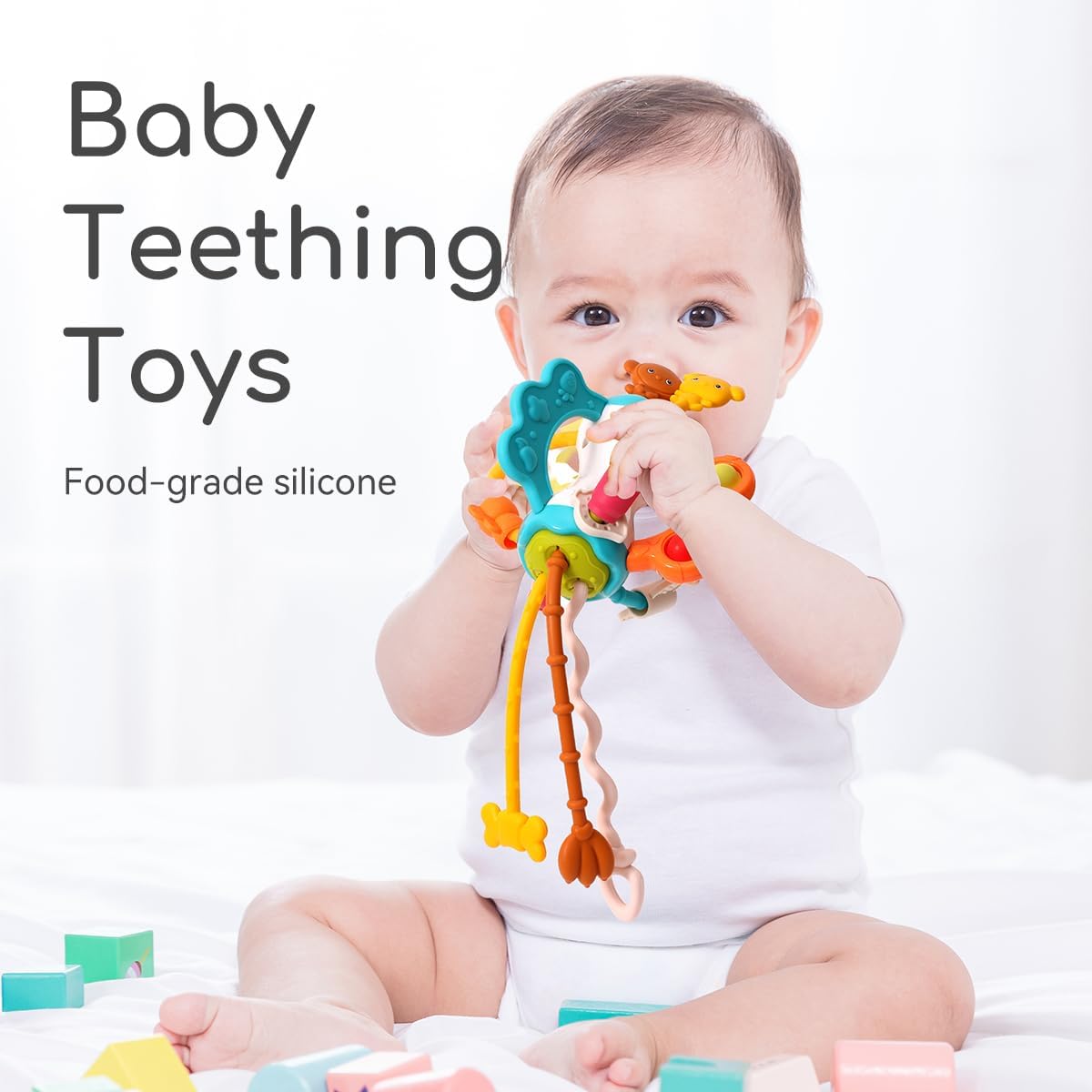 Toddlers Airplane Travel Toys Montessori Toys for Babies 6-12-18 Months Boy Girl Sensory Baby Infant Car Seat Toys Essentials Silicone Pull String Newborn 1 2 3 Year Old