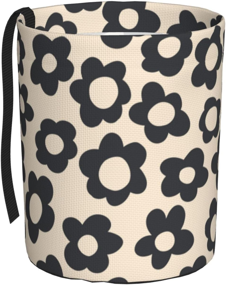 Vintage Groovy Flowers Car Trash Can Small Portable Car Garbage Bag for Back Front Seat RV's Camping Accessories