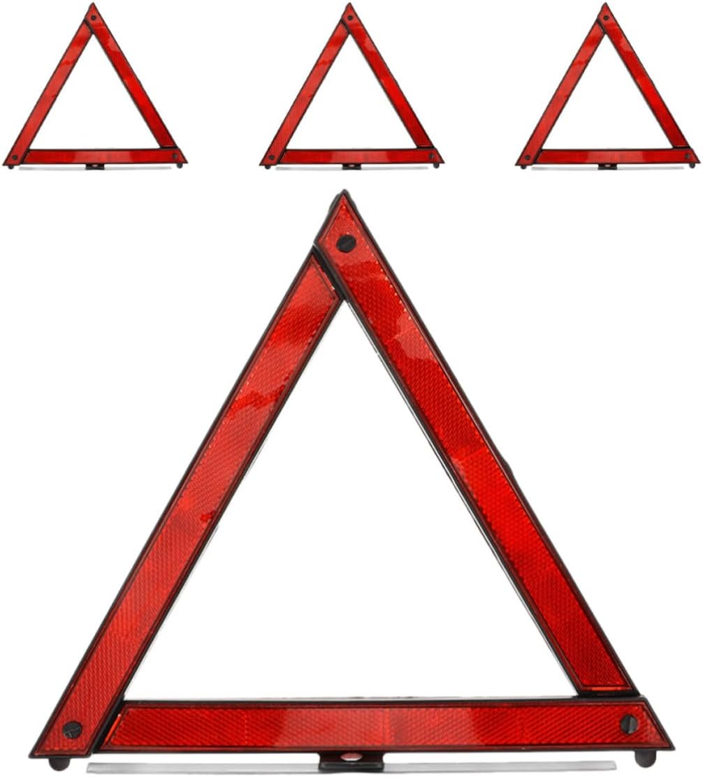 Beaupretty 4pcs Roadside Safety Triangles for Car Emergency Use, ABS Red