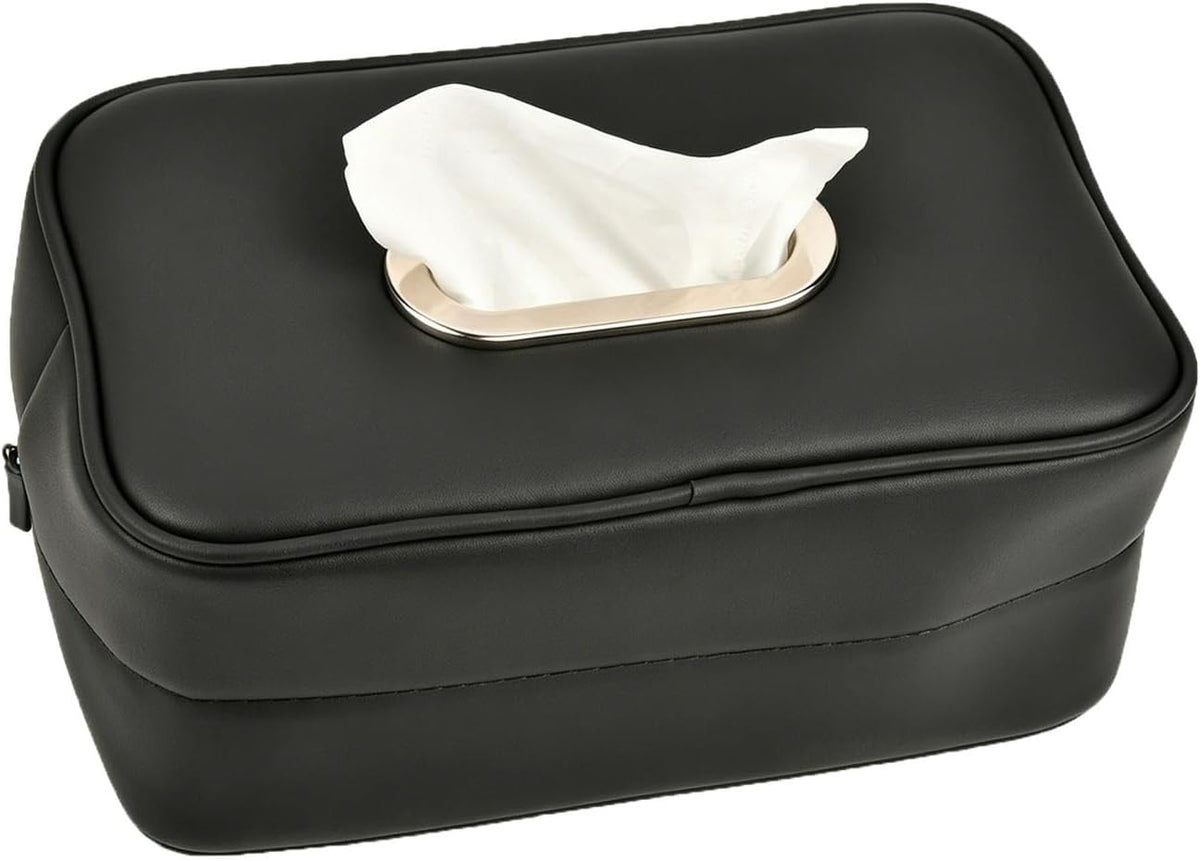 Car Tissue Holder, Large PU Leather Tissue Box Cover for Car