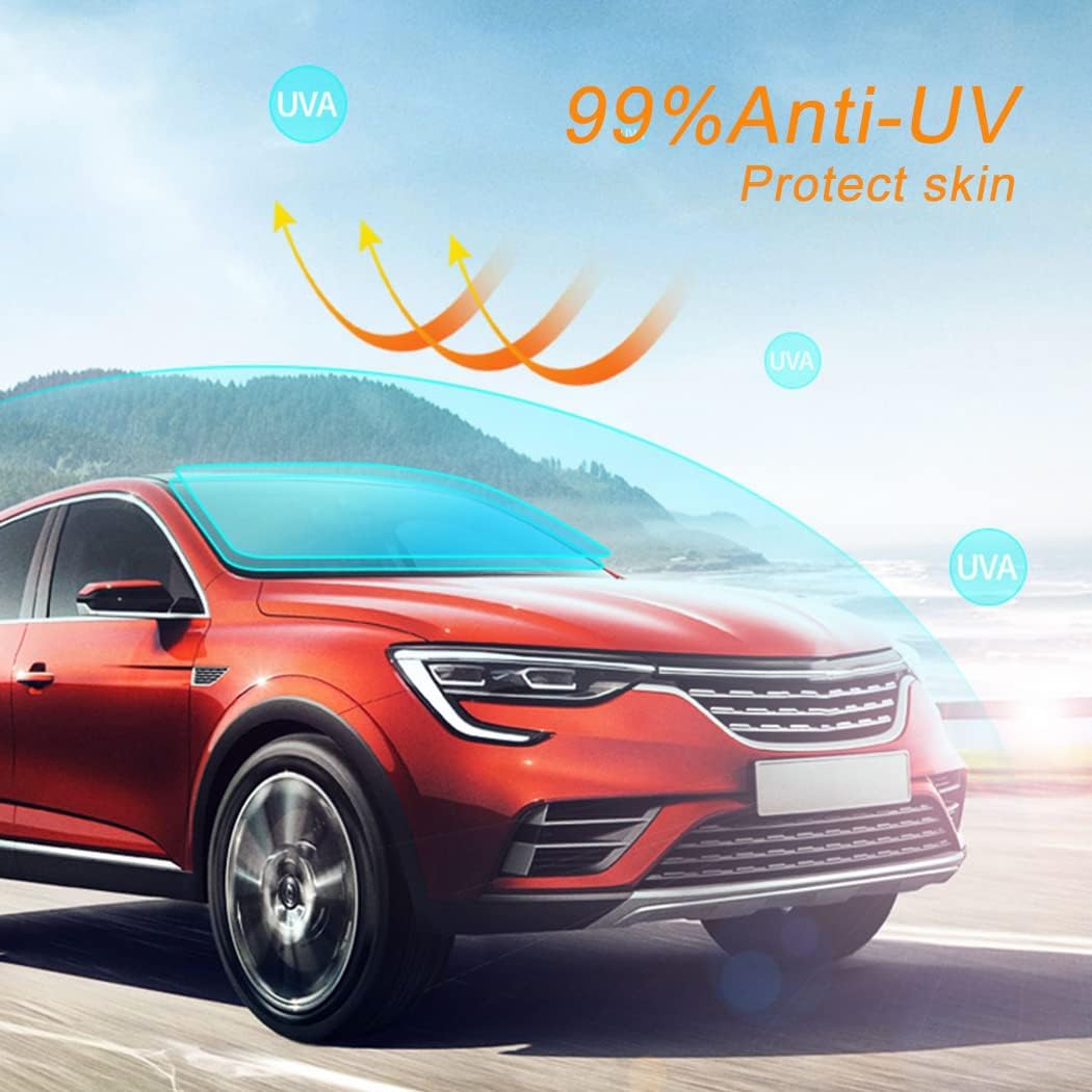 SW 80% VLT Nano Ceramic Car Front Window Film, 99% Anti UV Heat Insulation Sun Blocking Solar Window Tint, Transparent Blue, 20Inch X 10Feet