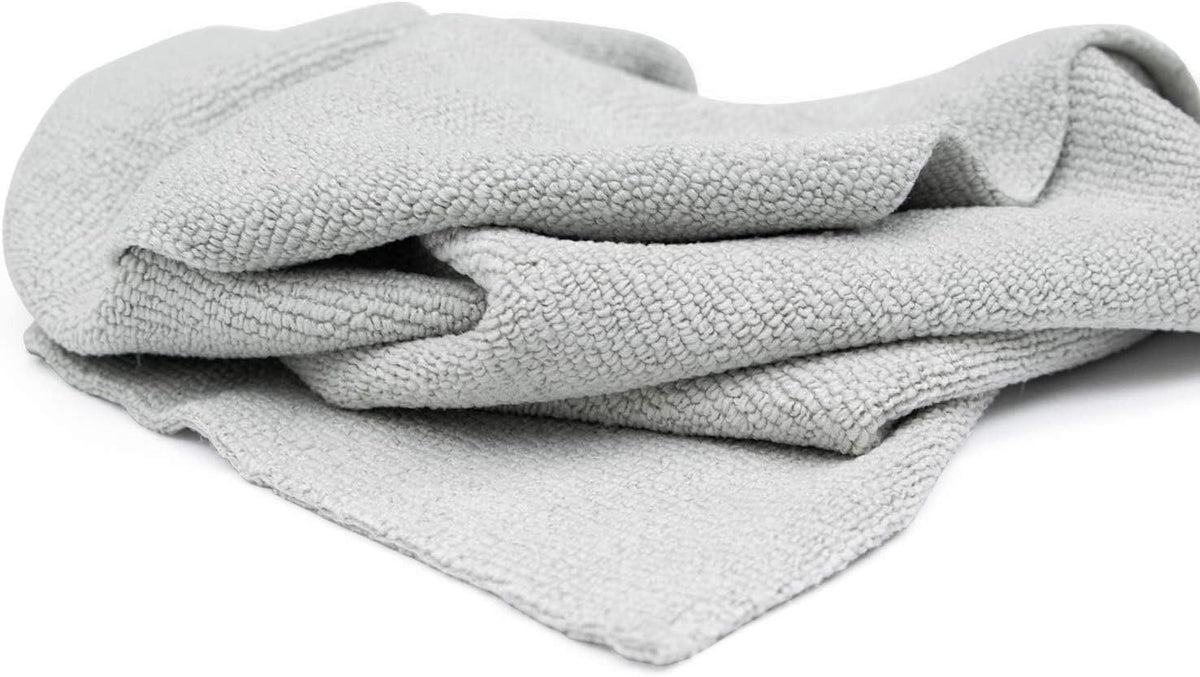 The Rag Company - The Edgeless Pearl - Professional Microfiber Detailing Towel for Ceramic Coating, Leveling & Sealant Removal, Scratch-Free & Tagless, 320gsm, 16x16 inches, Ice Grey - 12-Pack