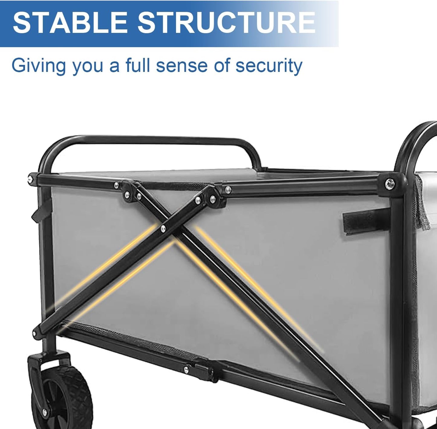 Collapsible Foldable Wagon, Beach Cart Large Capacity, Heavy Duty Folding Wagon Portable, for Outdoor Sports, Shopping, Camping, Gray