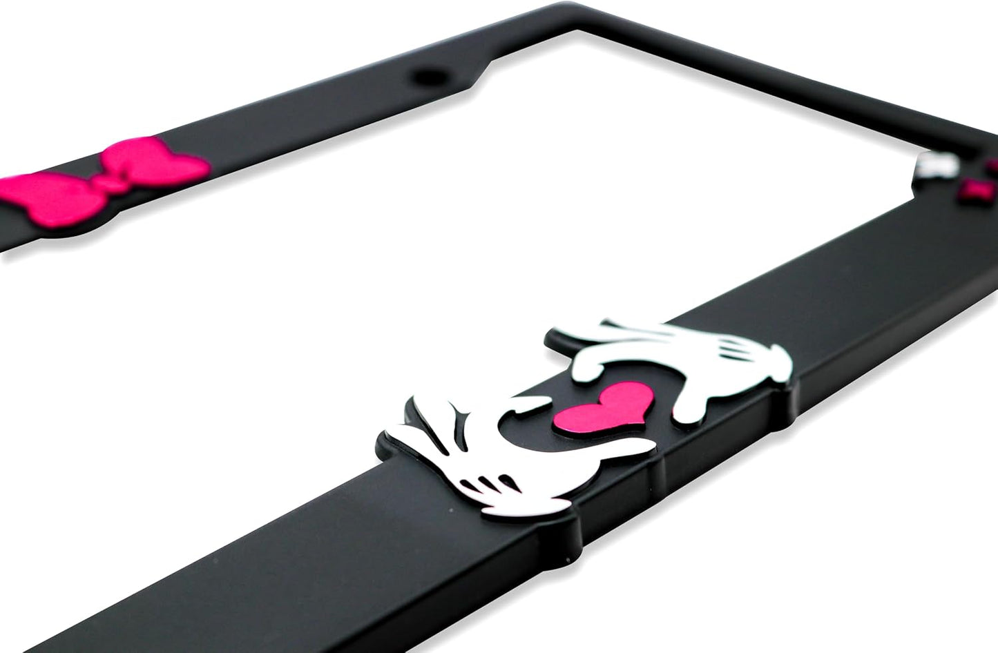 Minnie Bow V2 3D Raised License Plate Frame | 1 Pack Car License Plate Cover | Universal US Black License Plate Holder | Auto Accessories (Car, Truck and SUV)