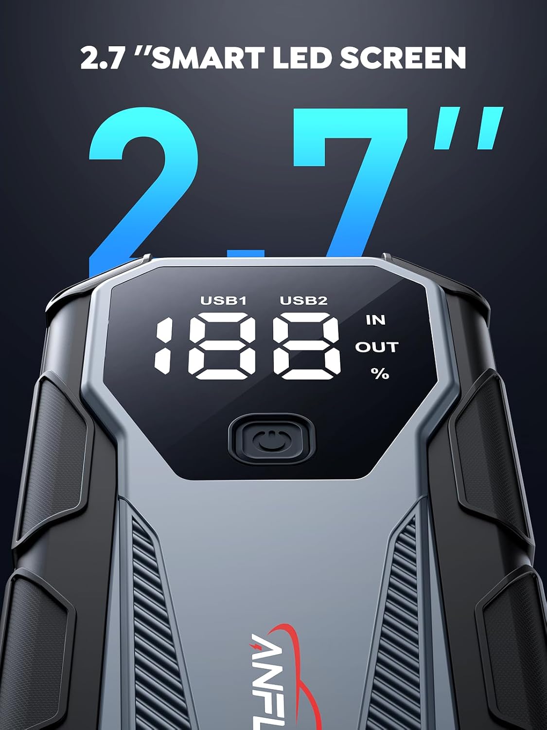 Car Jump Starter 6000A 12V Battery Pack, 16800mAh Portable Jump Box for 10L Gas/9L Diesel Engines, with Smart Jumper Cables, LED Display, Fast Charging, SOS Light & Emergency Power Bank