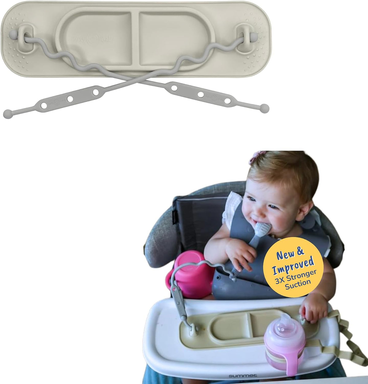 Busy Baby Mini Mat NEW Suction Cups with 2 Straps Baby Weaning(TanMini)