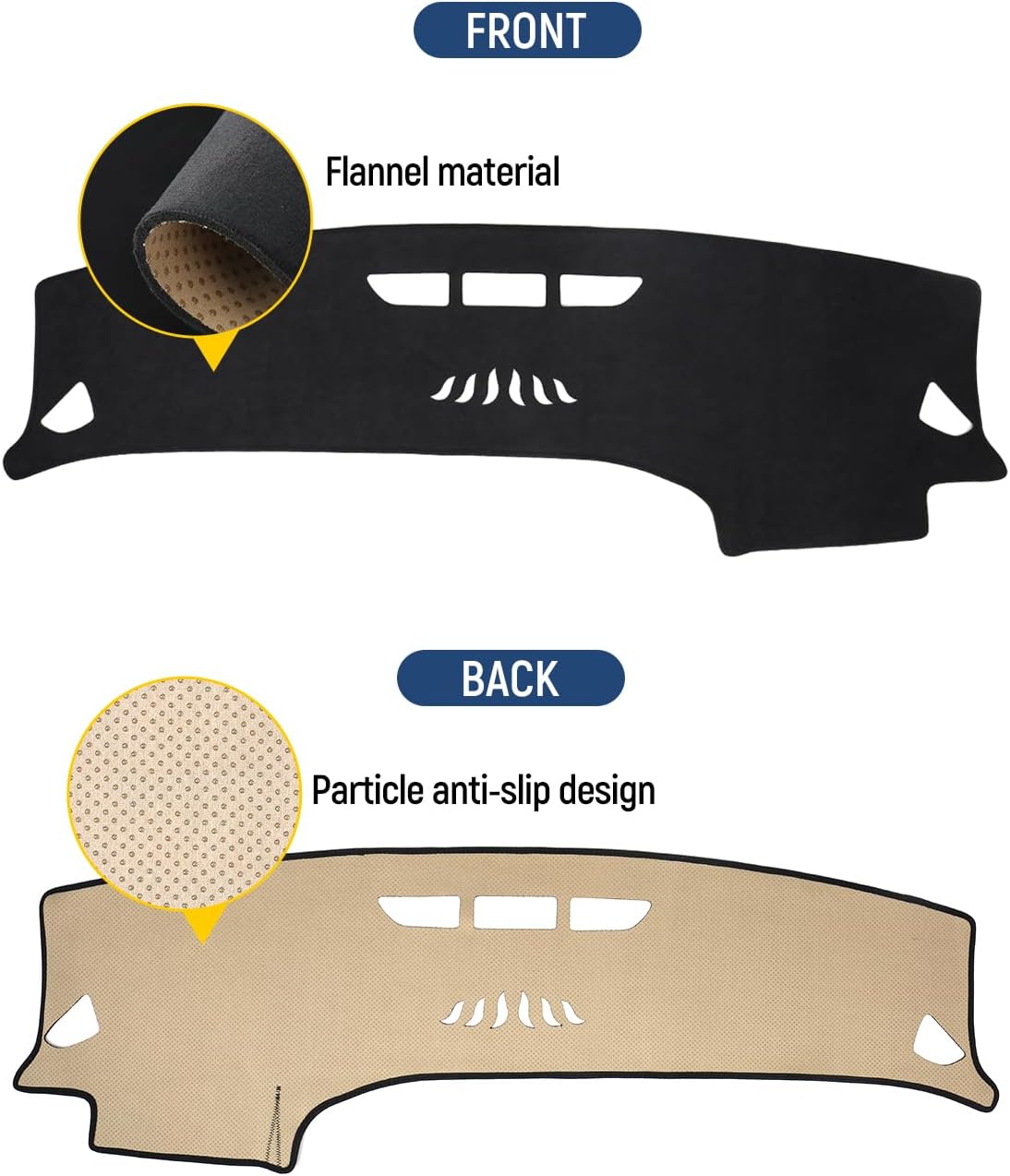 BIBLOZ Dash Cover Mat for Mercedes Benz 2020-2024 2025 2026 GLE Model GLE350 GLE450 GLE450e GLE580 GLE53 GLE63 Accessories Black Flannel Interior Trim Car Dashboard UV Sun (No HUD)