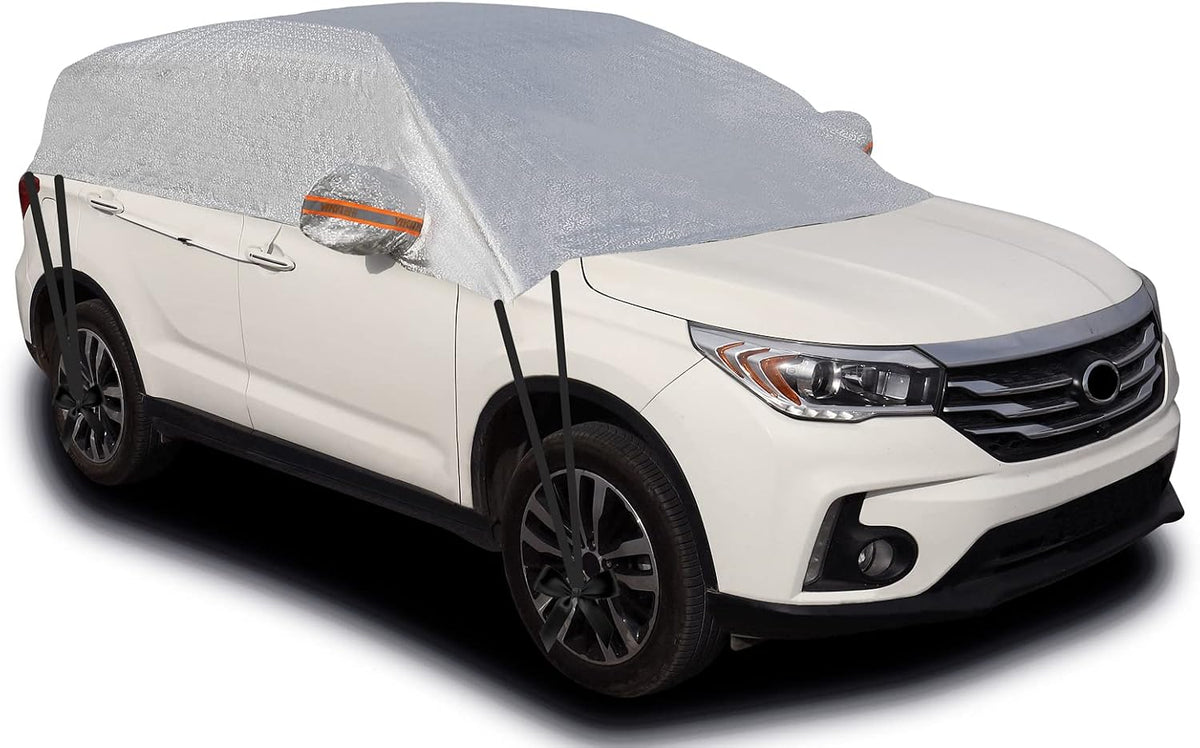 Half Car Cover, Waterproof Windshield Protector, Sedan 185-205 in (Sedan 3XL)
