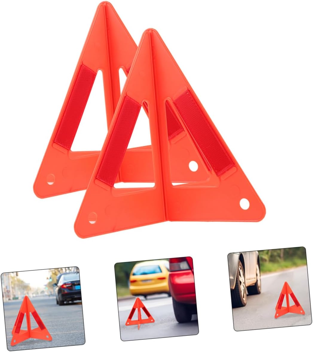 3pcs Reflective Roadside Warning Triangles Lightweight Emergency Triangles for Vehicles Durable Stable Design for Roadside Safety and Breakdown Situations
