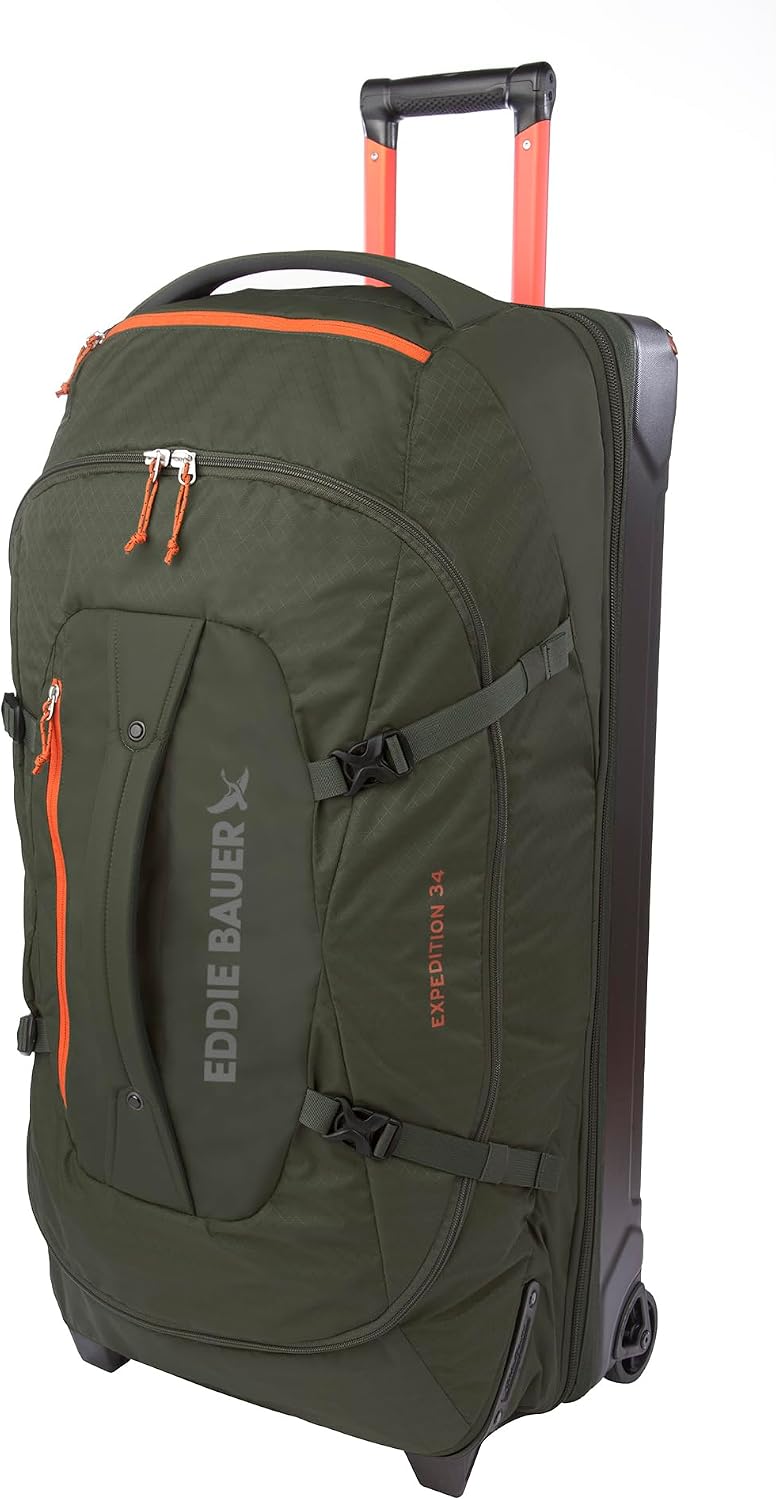Eddie Bauer Expedition Rolling Duffel Bag with Wheels | Travel | Carry-On | Luggage | Rugged | Durable - True Blue, 22"