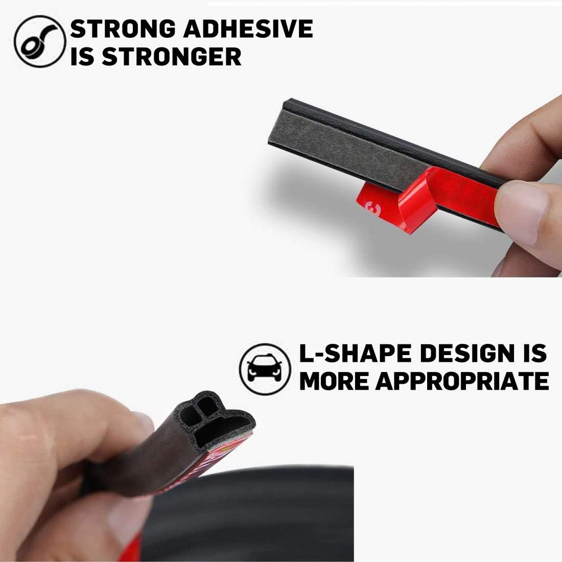 Universal Car Weather Stripping, Self-Adhesive Auto Door Rubber Seal Strip, Engine & Window Noise Insulation (47/100" x 2/5" x 33 Feet)