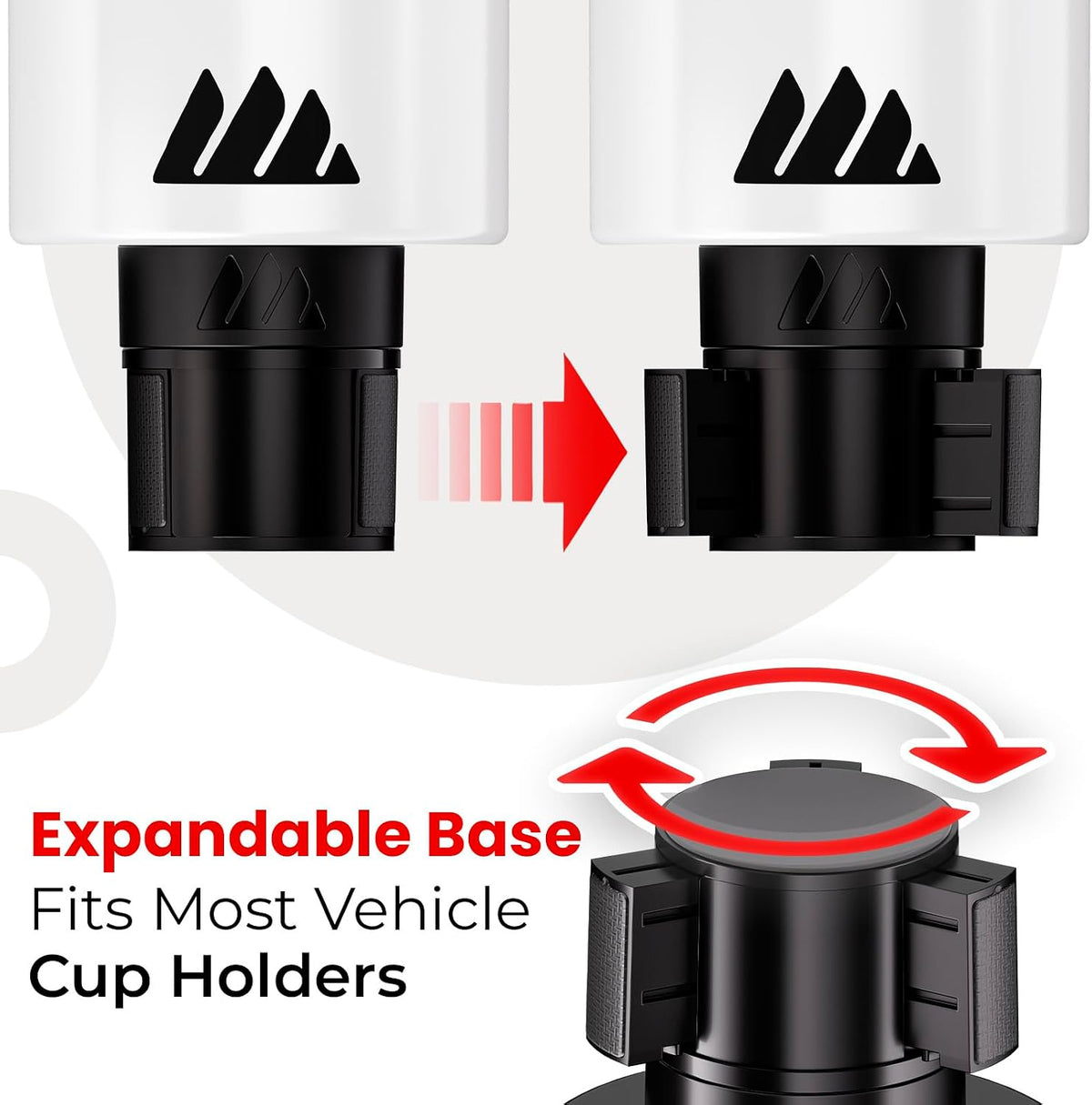 Integral Ultimate Car Cup Holder Expander with Adjustable Base - White